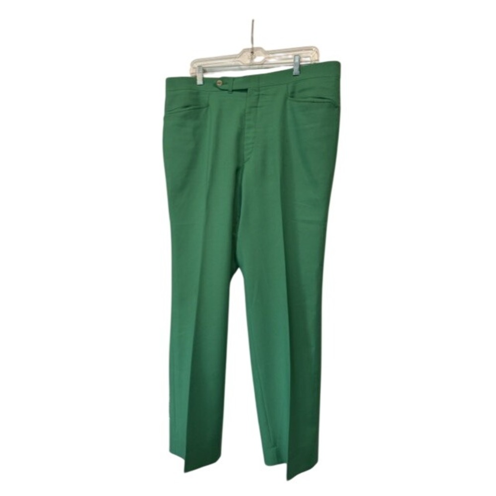 Vintage BIKE Mens Kelly Green Golf Pants 70s Retro Straight Leg Trousers 39 x 31